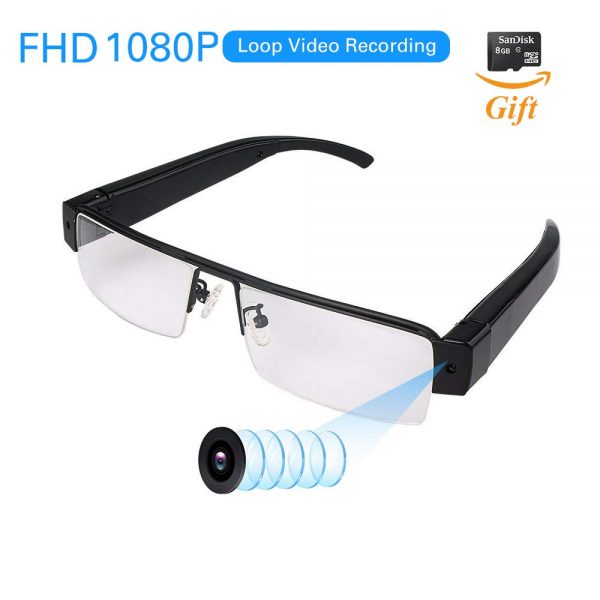 FHD 1080P Wearable Camera with Video Recording Mini Spy Camera Sunglasses, Mini DVR Camcorder Loop Recorder Take Pics/Snapshorts Micro SD Card Included