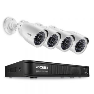ZOSI 720P 8-Channel Home Security Camera System,1080N HD-TVI CCTV DVR Recorder and (4)1.0MP 720P(1280TVL) Night Vision Indoor/Outdoor Weatherproof...