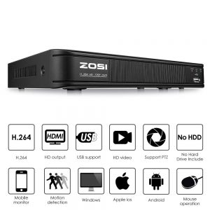 ZOSI 720P 8-Channel Home Security Camera System,1080N HD-TVI CCTV DVR Recorder and (4)1.0MP 720P(1280TVL) Night Vision Indoor/Outdoor Weatherproof...