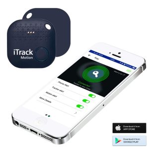 iTrack Motion Key Finder, Bluetooth Key Tracker Item Finder Locator Device for Phone Keychain Wallet Bags Luggage (New Designed), Dark Blue